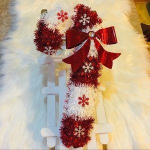 NEW! Candy Cane Christmas Holiday Tinsel Hanging Wreath
